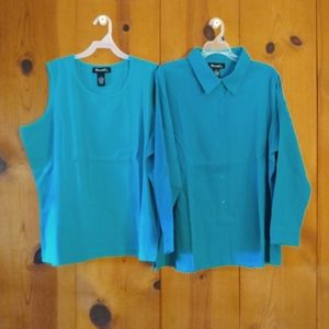 D&Co Crinkle Cotton Shirt/Tank Set